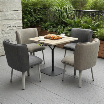 Perabot Luaran Baru Modern Aluminium Fabric Dining Set