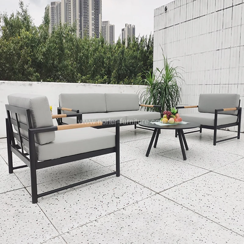 Bingkai aluminium tahan lama kayu luaran sofa luaran
