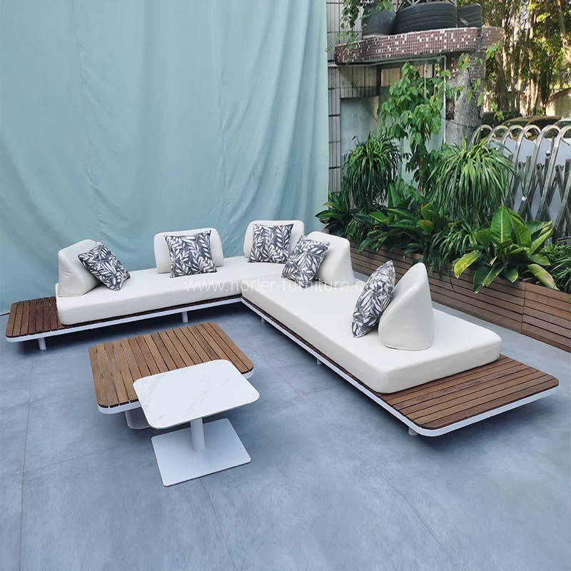 Sofa luaran asas kayu jati tahan lama Sofa luaran asas kayu jati tahan lama