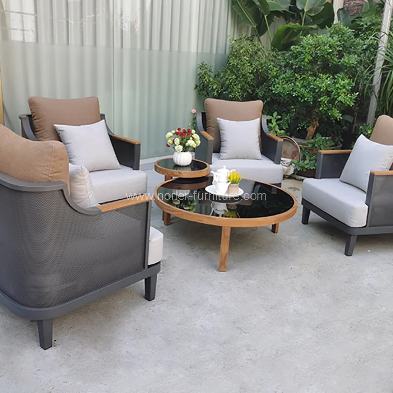 Fesyen Sofa Aluminium Bingkai Aluminium Kerusi Lengan
