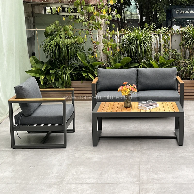 Bingkai aluminium luaran yang berkualiti tinggi kayu jati kayu sofa