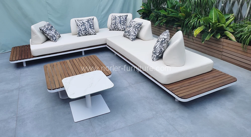 Durable Teak Wood Base Outdoor Sofa