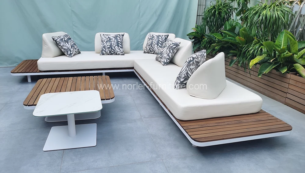 Durable Teak Wood Base Outdoor Sofa