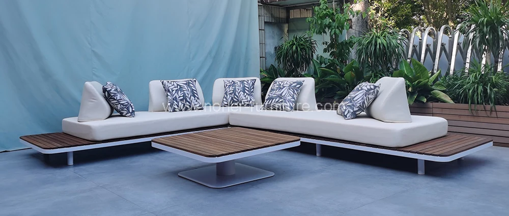 Durable Teak Wood Base Outdoor Sofa