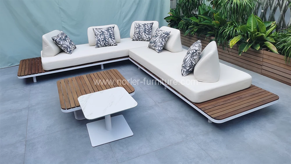 Durable Teak Wood Base Outdoor Sofa