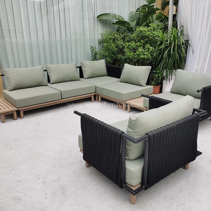 Reka Bentuk Moden Aluminium Bingkai Aluminium Tenun Tenun Sofa