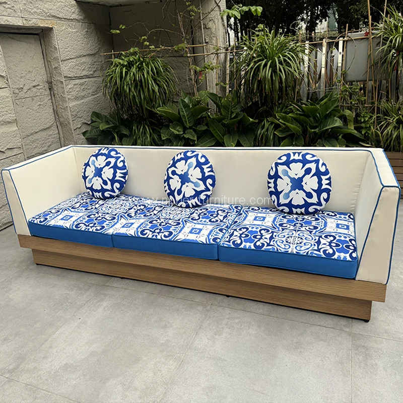 Bingkai aluminium luaran moden sofa bijirin kayu