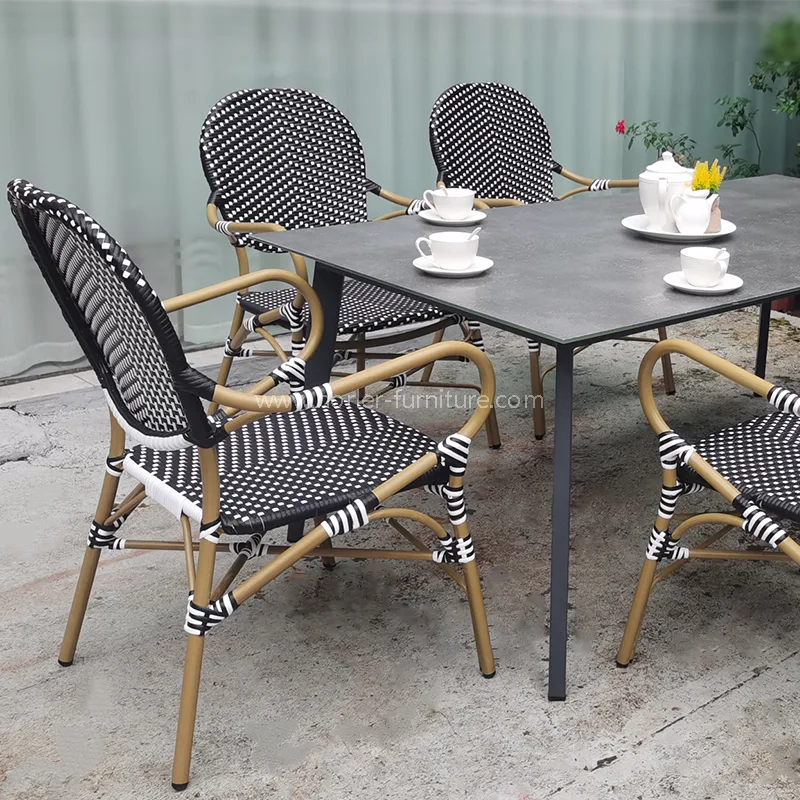 Set makan rotan aluminium kalis air moden
