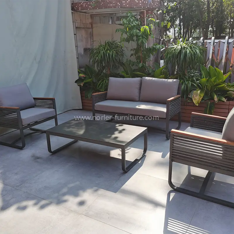 Bingkai aluminium luaran terbaru kayu jati sofa lengan kayu