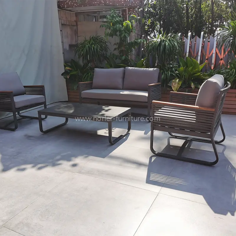 Bingkai aluminium luaran terbaru kayu jati sofa lengan kayu