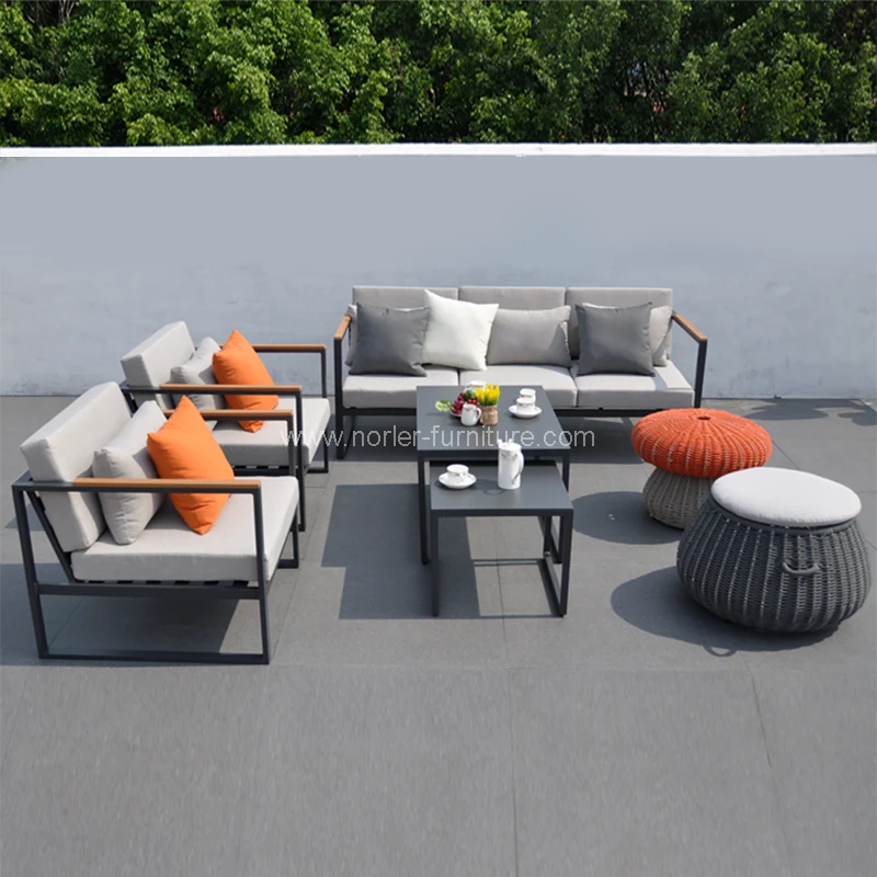 Bingkai aluminium luaran kayu jati sofa sofa armrest