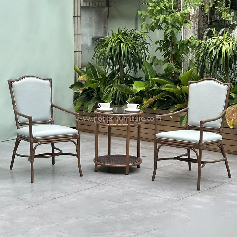 Set balkoni rotan kayu aluminium luaran