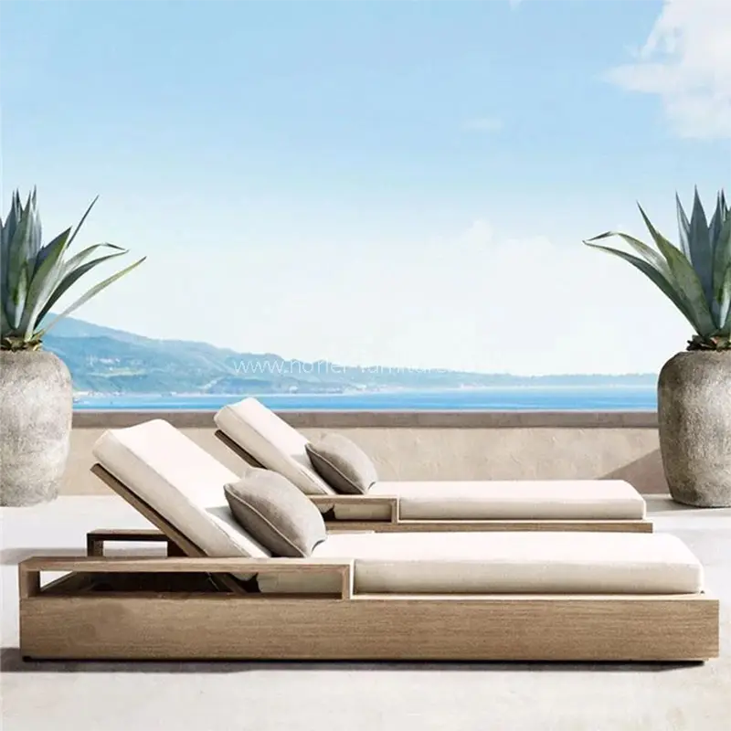 Lounger kayu jati kalis air mewah luar biasa
