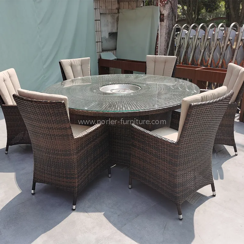 Bingkai Aluminium Moden Luaran Pe Rattan Dining Set