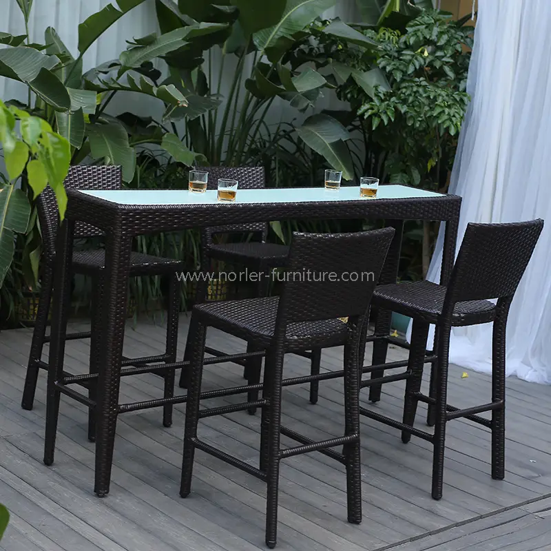 Set meja dan kerusi rotan tinggi rotan