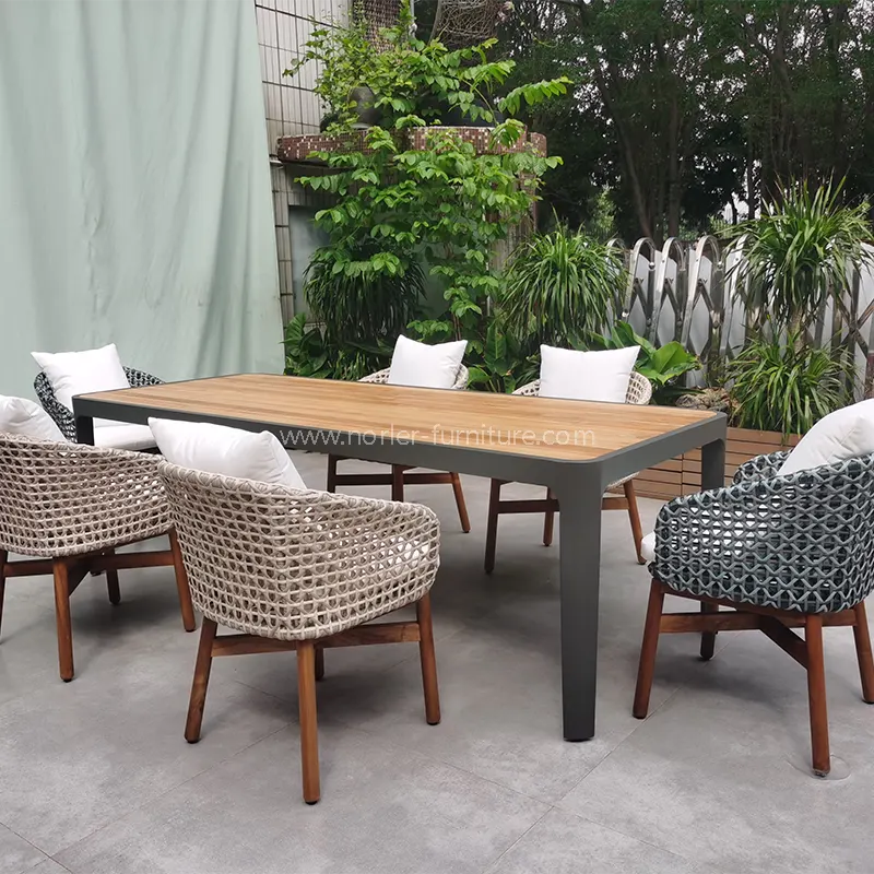 Jati Luaran Aluminium Frame Pe Rattan Dining Set