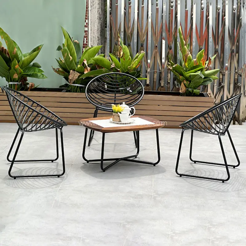 Bingkai aluminium tahan cuaca luaran set balkoni kopi
